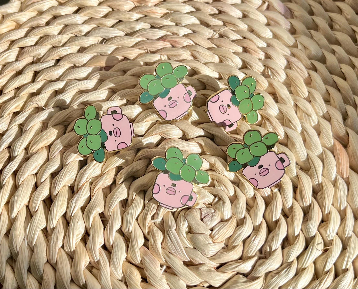 Kawaii Derpy Plant in Teacup Enamel Pin - Cute Succulent Lapel Pin