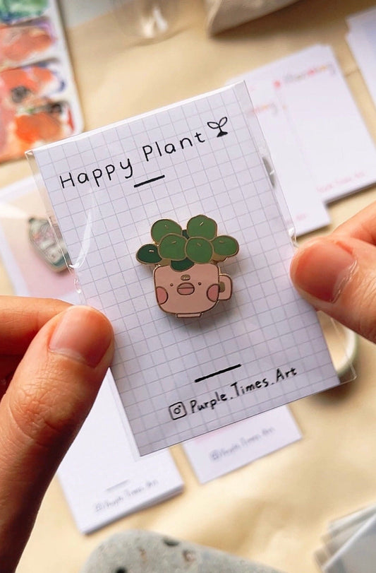 Kawaii Derpy Plant in Teacup Enamel Pin - Cute Succulent Lapel Pin
