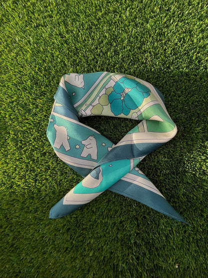 Mochi Man Mulberry Silk Scarf - Kawaii Artsy Accessory for Hair & Bags