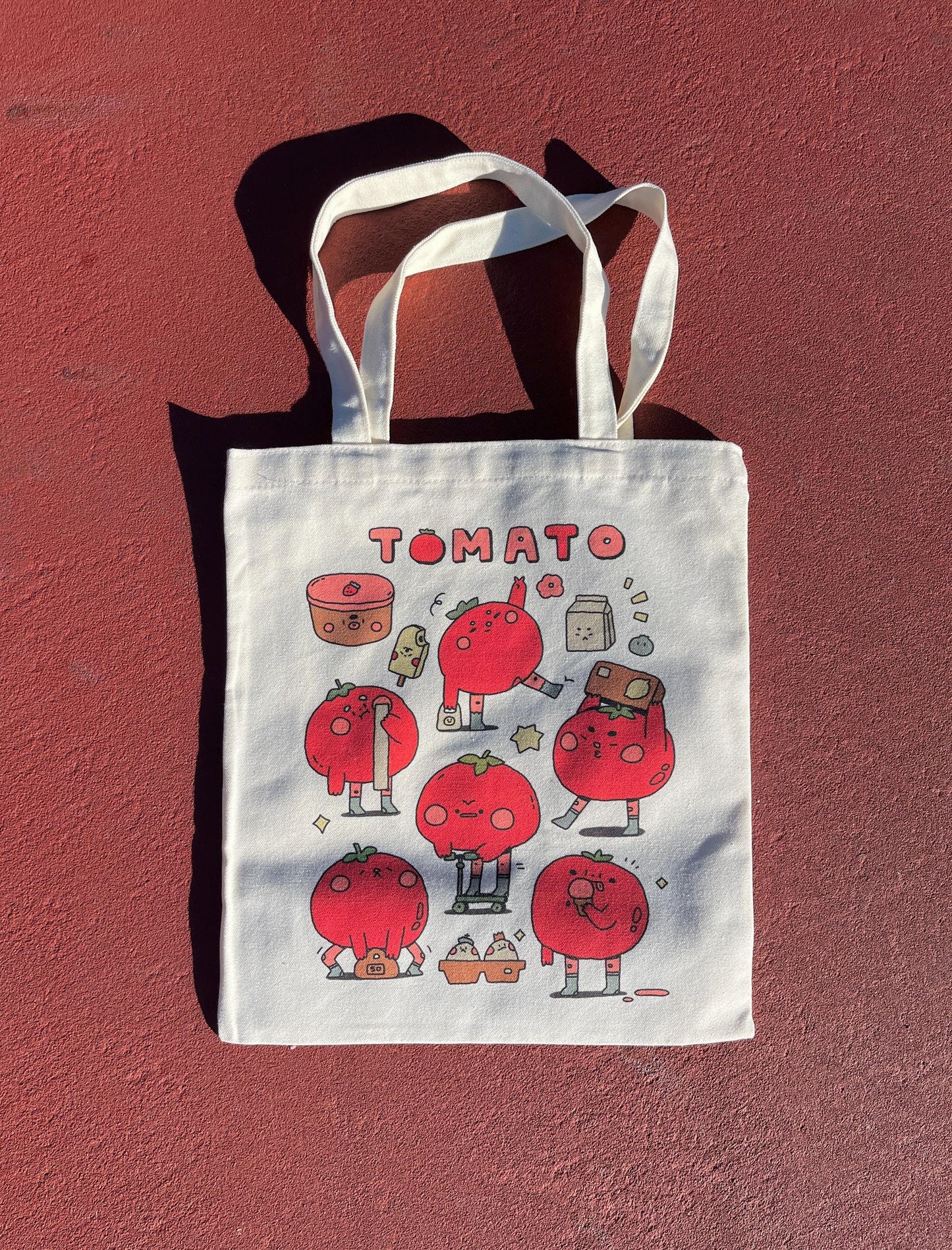 Kawaii Tomato Ice Cream Scooter Canvas Tote Bag-Playful Aesthetic Bag