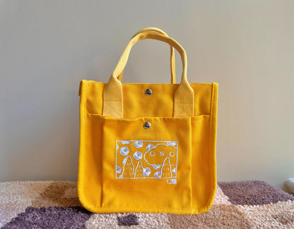 Happy Cloud Embroidered Canvas Tote Bag - Kawaii Preppy School Bag