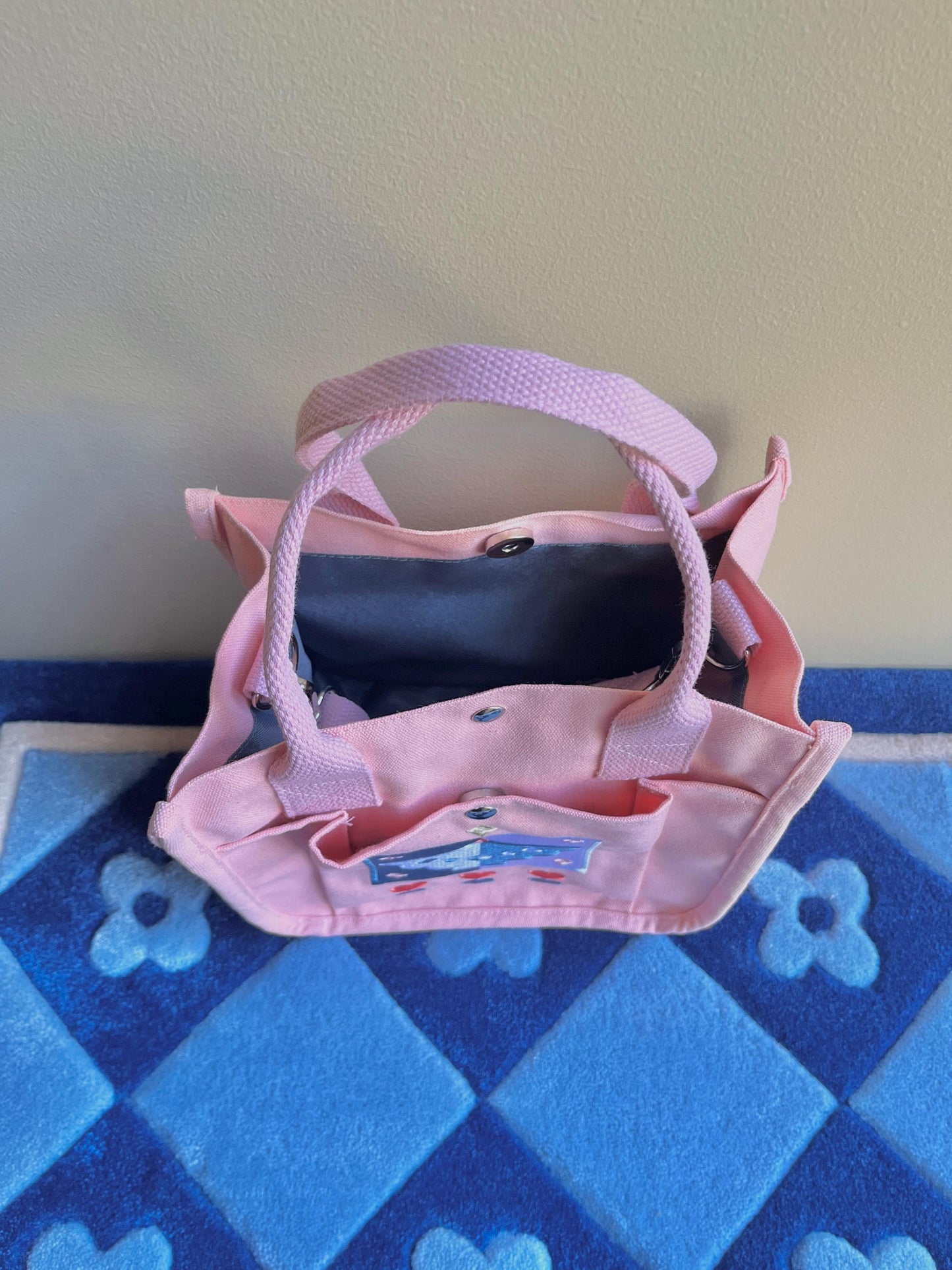 Baby Pink Bird Embroidered Canvas Tote Bag - Kawaii Aesthetic School Bag