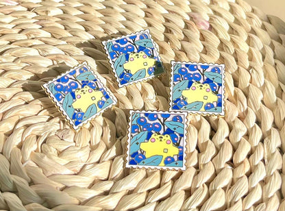 Kawaii Blueberry Bear Stamp Enamel Pin - Cute Blueberry Bear Lapel Pin