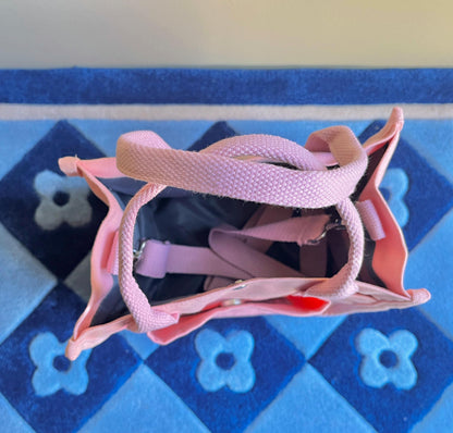 Baby Pink Bird Embroidered Canvas Tote Bag - Kawaii Aesthetic School Bag