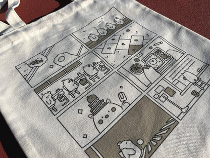 Comic Style Embroidered Canvas Tote Bag - Kawaii Pop Art Aesthetic Bag