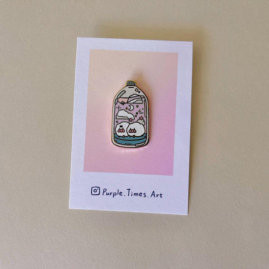 Kawaii Celestial Sheep Bottle Enamel Pin - Cute Dreamy Pink Lapel Pin