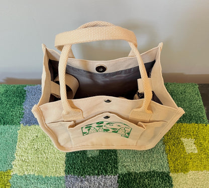 Beige Cloud Embroidered Canvas Tote Bag - Kawaii Aesthetic Lunch Bag