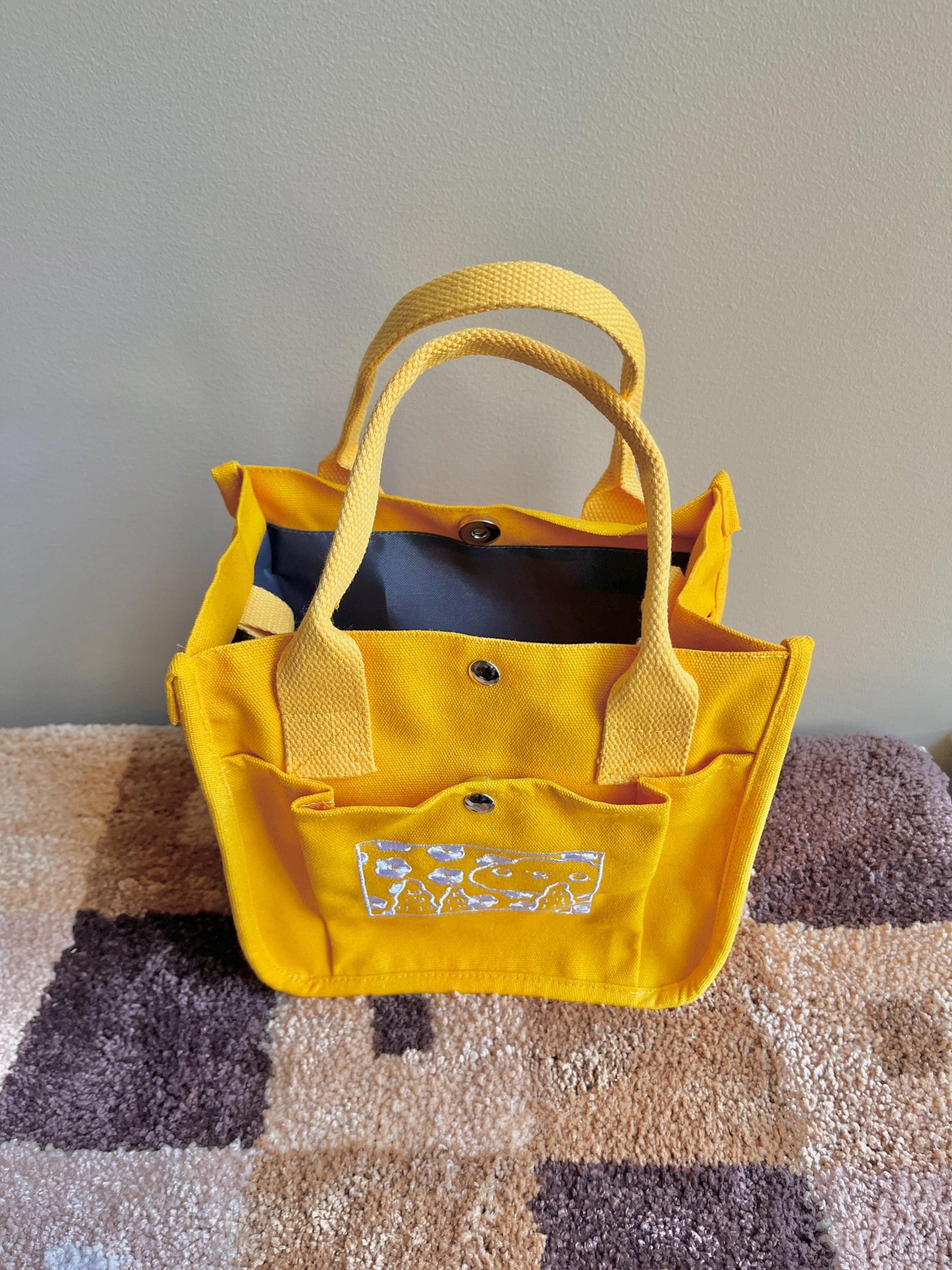 Happy Cloud Embroidered Canvas Tote Bag - Kawaii Preppy School Bag