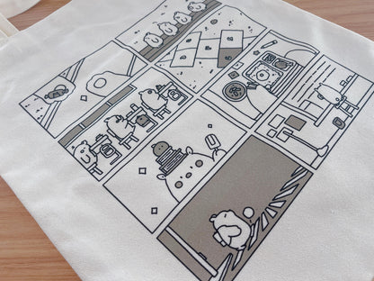 Comic Style Embroidered Canvas Tote Bag - Kawaii Pop Art Aesthetic Bag