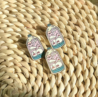 Kawaii Celestial Sheep Bottle Enamel Pin - Cute Dreamy Pink Lapel Pin