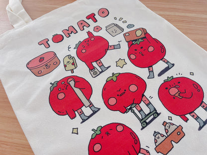 Kawaii Tomato Ice Cream Scooter Canvas Tote Bag-Playful Aesthetic Bag
