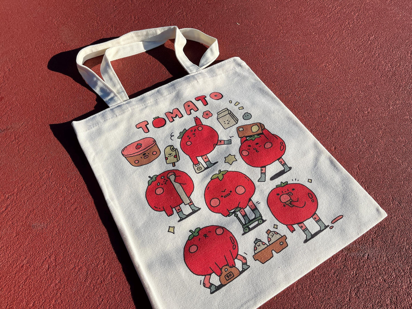 Kawaii Tomato Ice Cream Scooter Canvas Tote Bag-Playful Aesthetic Bag