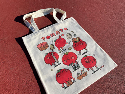 Kawaii Tomato Ice Cream Scooter Canvas Tote Bag-Playful Aesthetic Bag